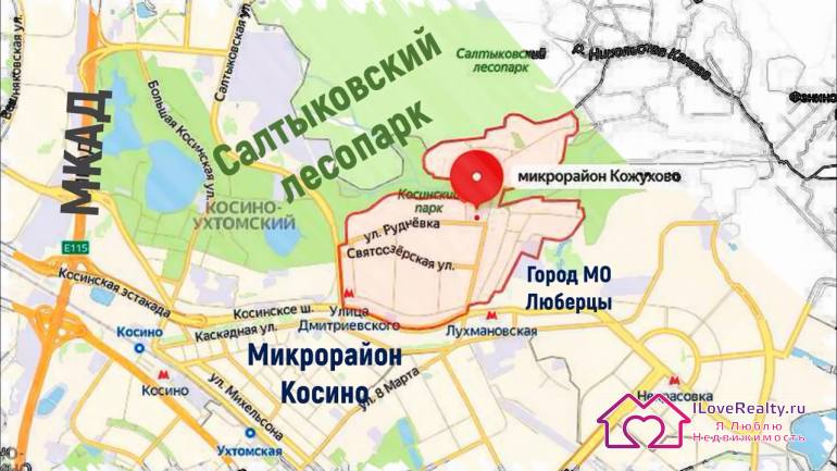 Карта Кожухово (микрорайон Москвы)